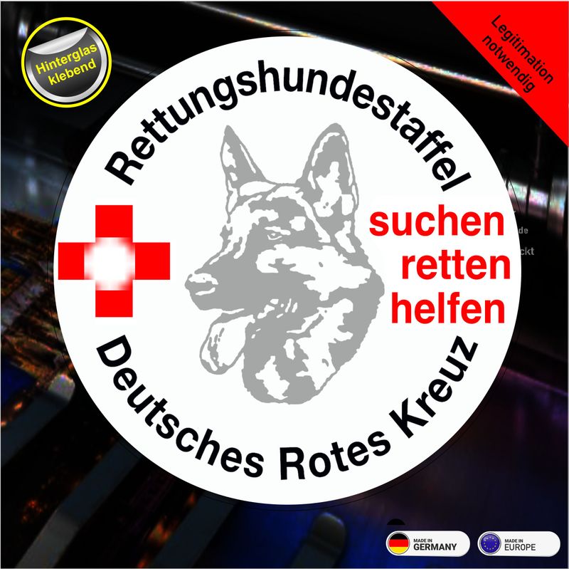 Rettungshundestaffel Rundlogo Aufkleber - Hinterglasklebend (VE 2 Stück)