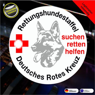Rettungshundestaffel Rundlogo Aufkleber - Hinterglasklebend (VE 2 Stück)