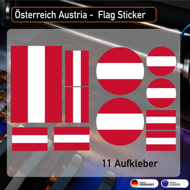 Österreich Austrian Flag Sticker Sortiment - 11 Aufkleber