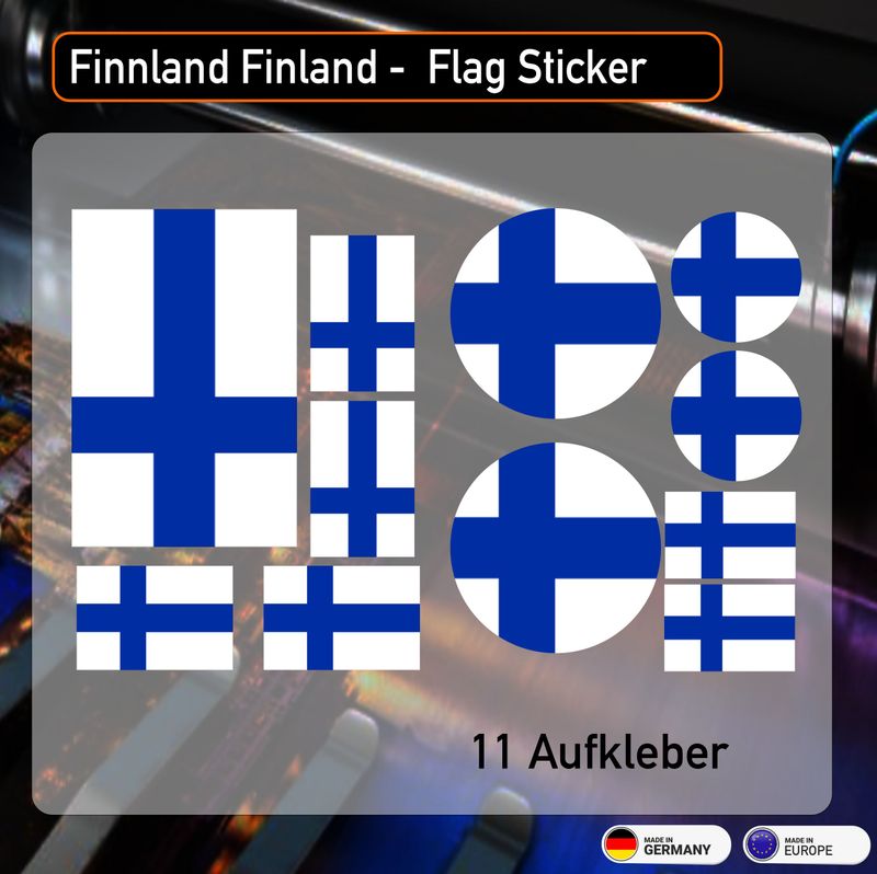 Finnland Finland -  Flag Sticker  Wappen Sortiment - 11 Aufkleber
