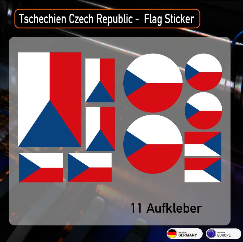 Tschechien Czech Republic  Flag Sticker  Sortiment - 13 Aufkleber