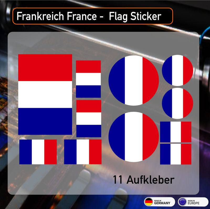 Frankreich France -  Flag Sticker  Wappen Sortiment - 11 Aufkleber