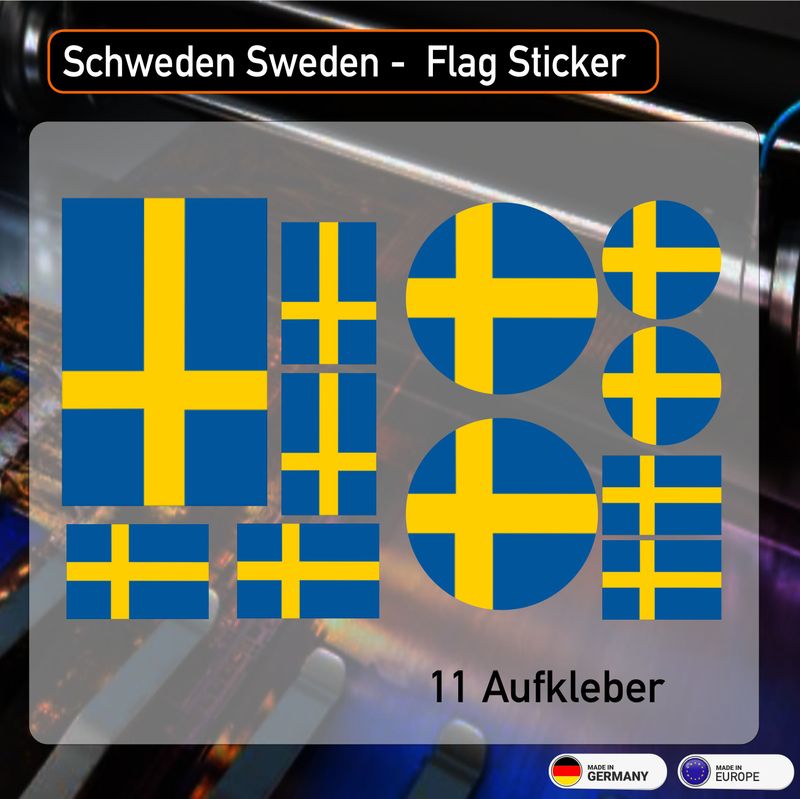 Schweden Sweden  Flaggen Wappen Sortiment - 11 Aufkleber