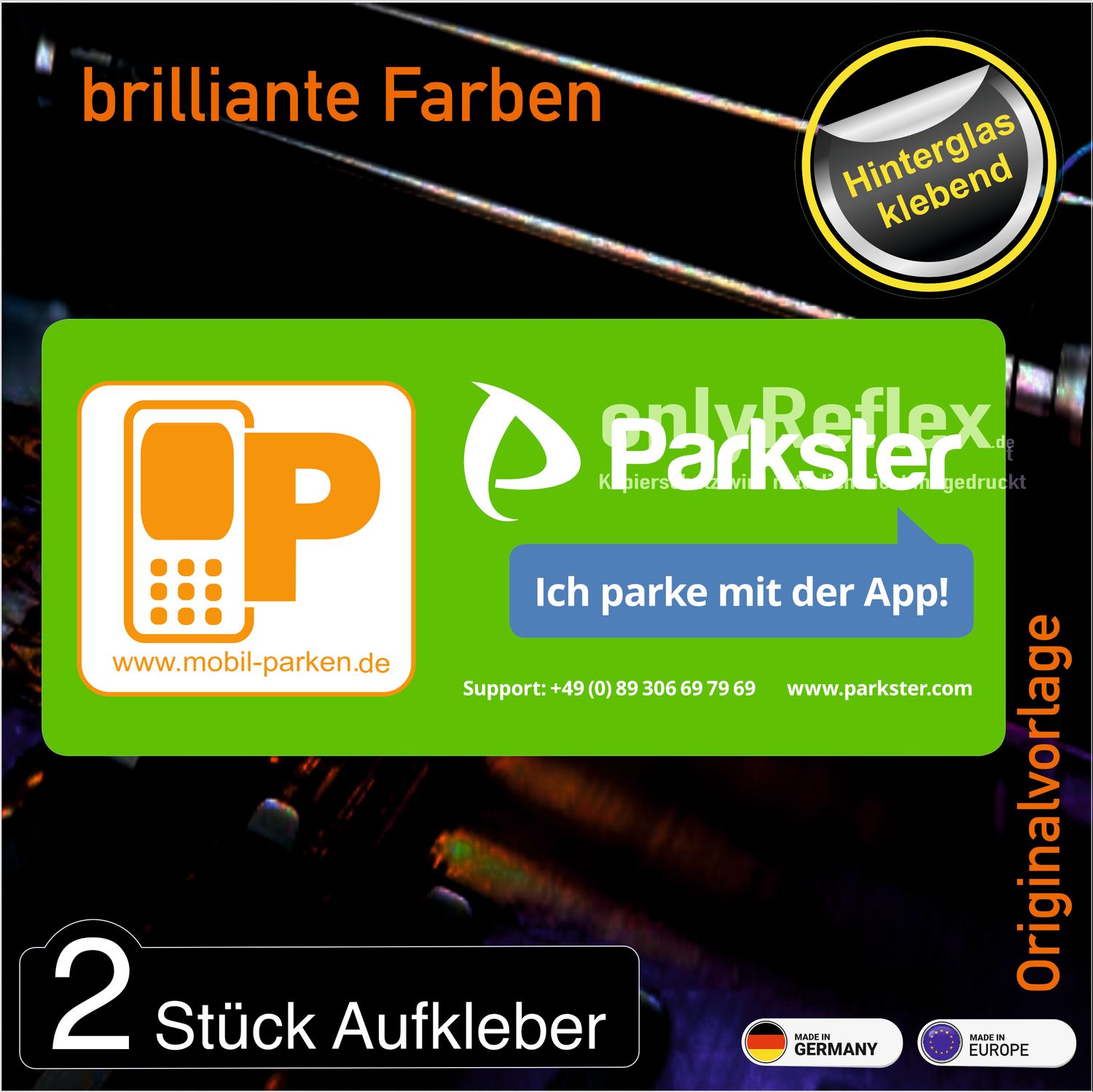 Parkster Aufkleber (2 Stück) - Hinterglasklebend 7,5 x 4 cm Parkster Aufkleber (2 Stück) - Hinterglasklebend 7,5 x 4 cm