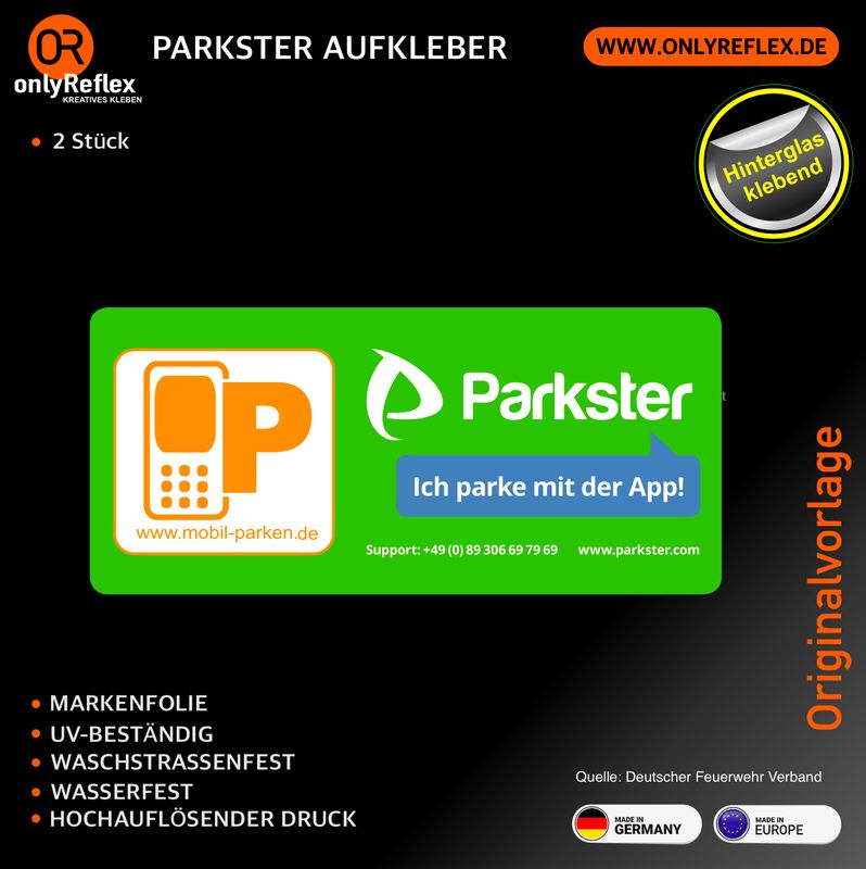 Parkster Aufkleber (2 Stück) - Hinterglasklebend 7,5 x 4 cm Parkster Aufkleber (2 Stück) - Hinterglasklebend 7,5 x 4 cm