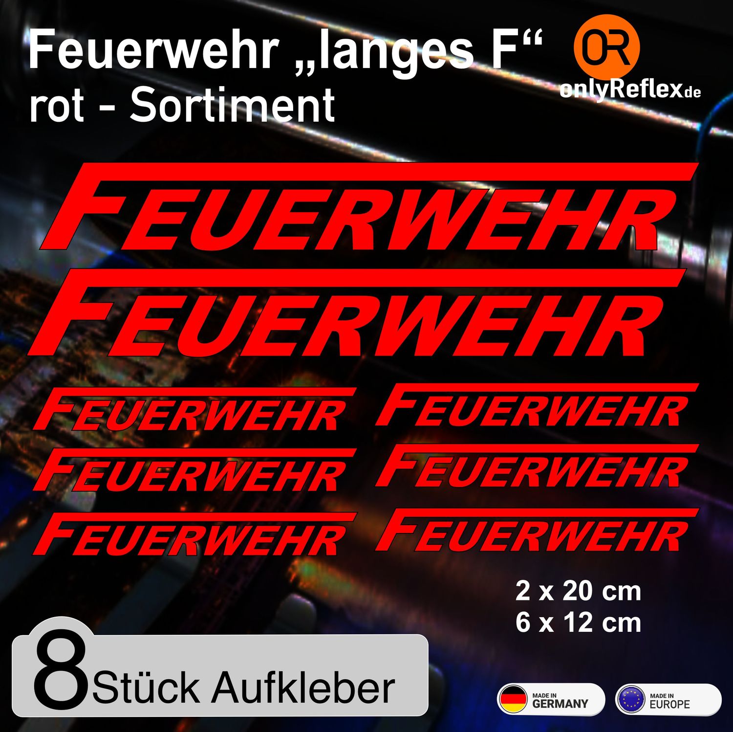 Feuerwehr Feuerwehr "langes F " rote Aufkleber - Sonderrabatt