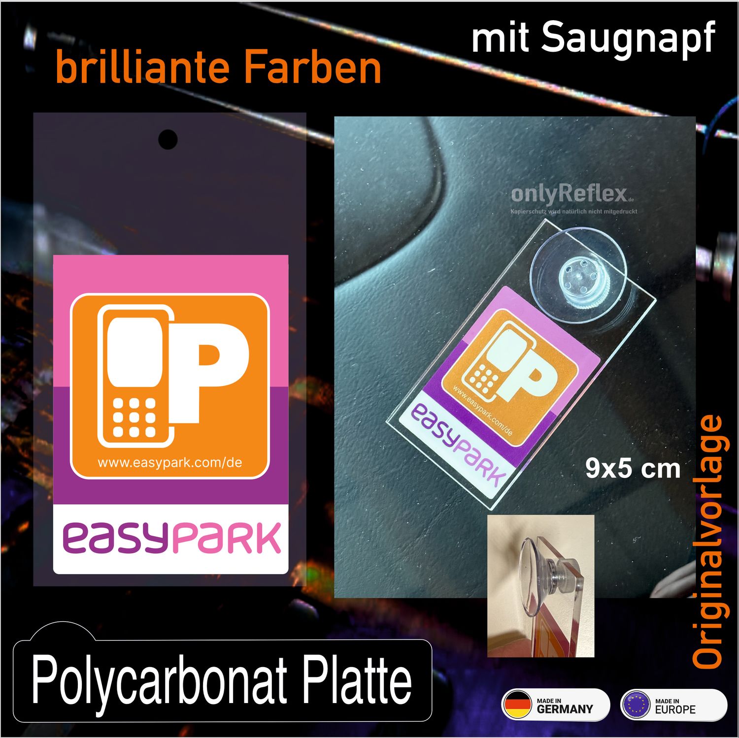 easypark  Schild mit Saugnapf 9x5 cm