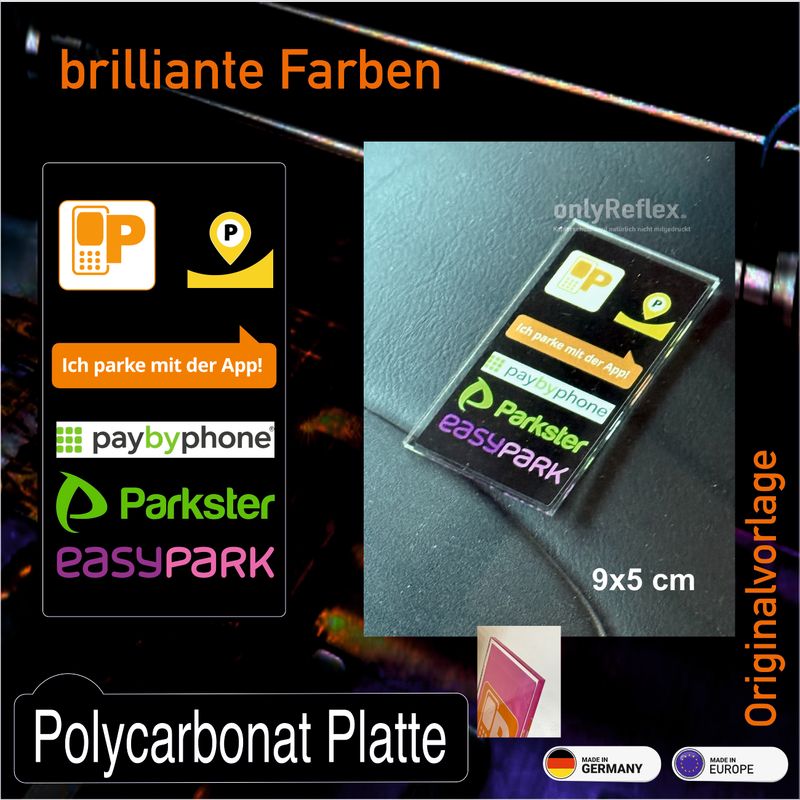 Parken mit App - easypark Parkster paybyphone yellowbrick usw.  Schild 9x5 cm