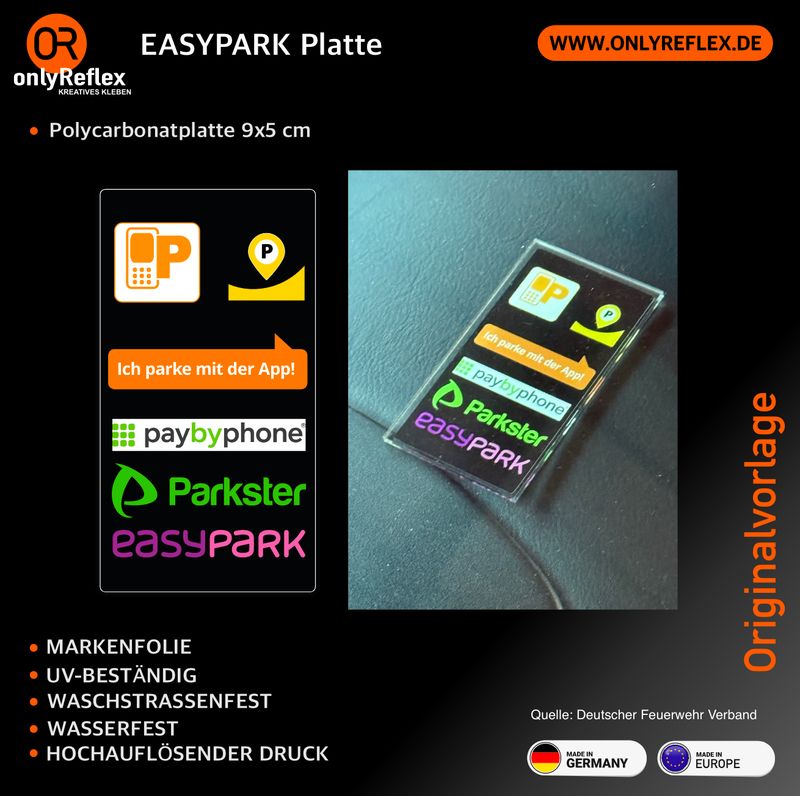 Parken mit App - easypark Parkster paybyphone yellowbrick usw. Schild 9x5 cm Parken mit App - easypark Parkster paybyphone yellowbrick usw. Schild 9x5 cm