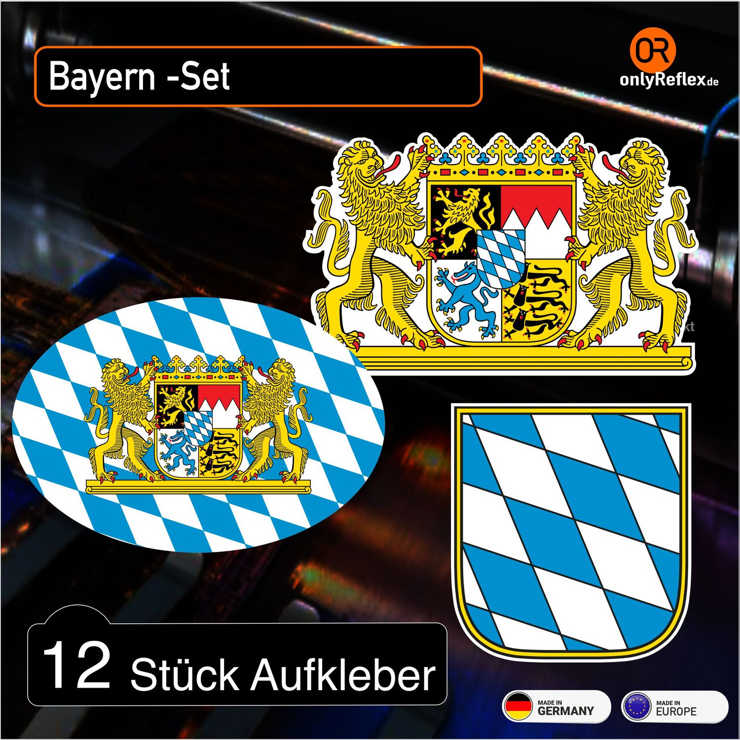 Bayern SET Wappen - 12 Aufkleber