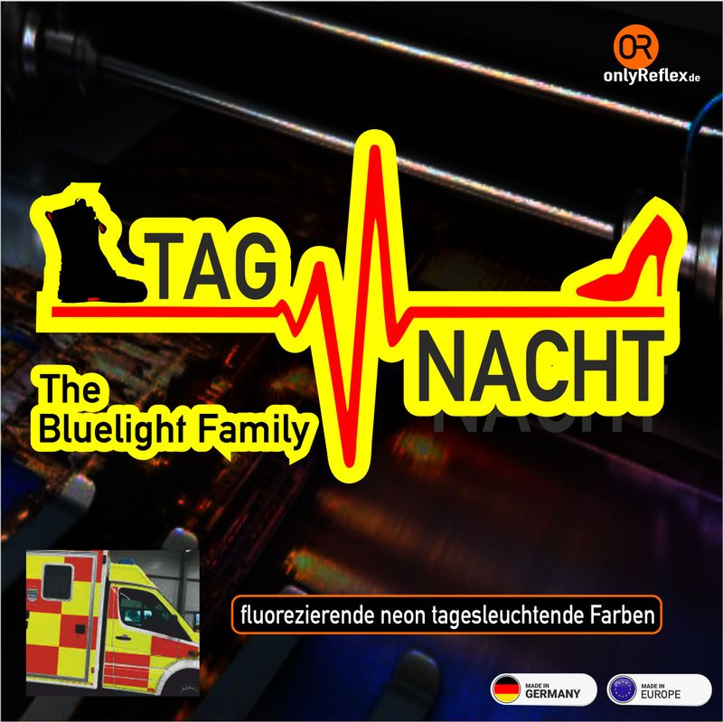 Herzschlag Ehrenamt Tag-Nacht Stiefel / High Heels - neongelber Aufkleber