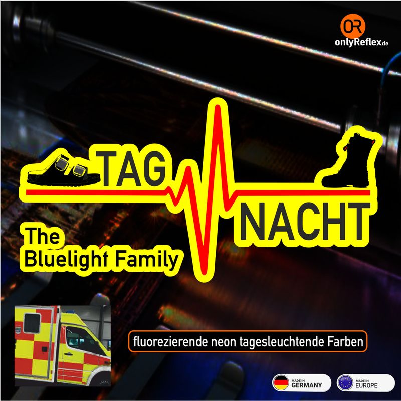 Herzschlag Ehrenamt Tag/Nacht Birkenstock-Stiefel - neongelber Aufkleber