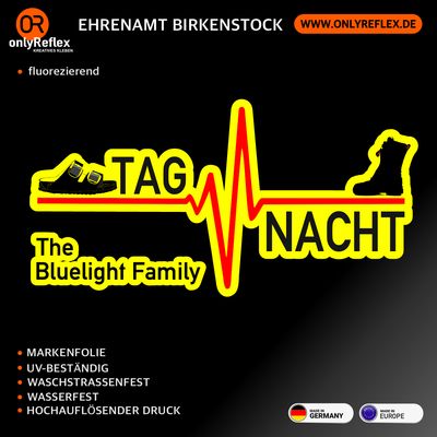 Herzschlag Ehrenamt Tag/Nacht Birkenstock-Stiefel - neongelber Aufkleber Herzschlag Ehrenamt Tag/Nacht Birkenstock-Stiefel - neongelber Aufkleber