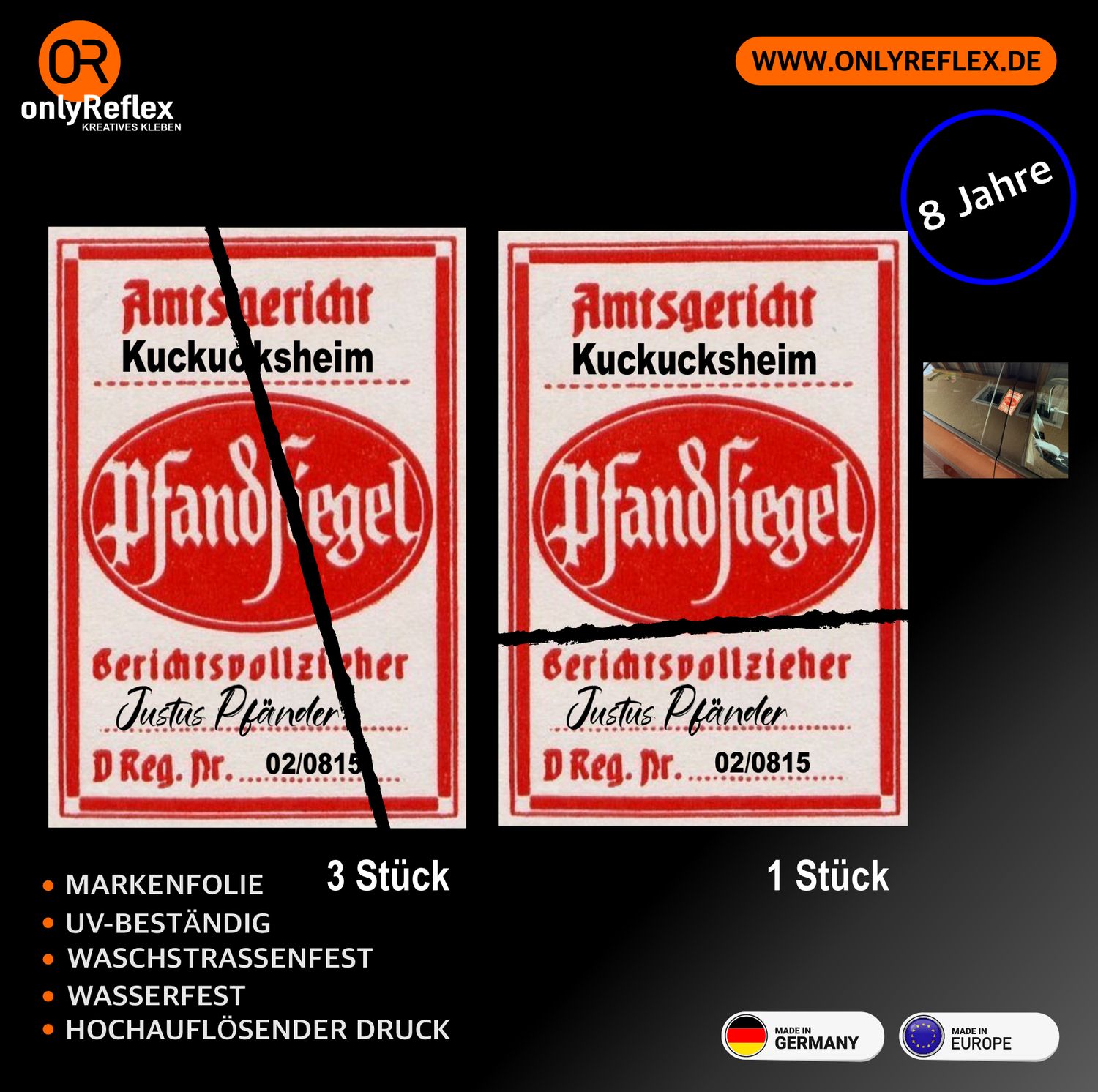 Pfandsiegel Joke - witziger Aufkleber (4 Stück 10x7 cm) Pfandsiegel Joke - witziger Aufkleber (4 Stück 10x7 cm)