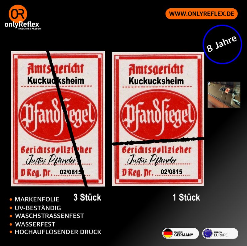 Pfandsiegel Joke - witziger Aufkleber (4 Stück 10x7 cm) Pfandsiegel Joke - witziger Aufkleber (4 Stück 10x7 cm)