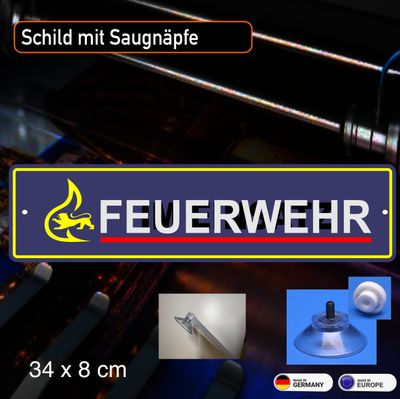 Feuerwehr Stauferlöwe Schild mit Saugnapf- 34x8 cm Feuerwehr Stauferlöwe Schild mit Saugnapf- 34x8 cm
