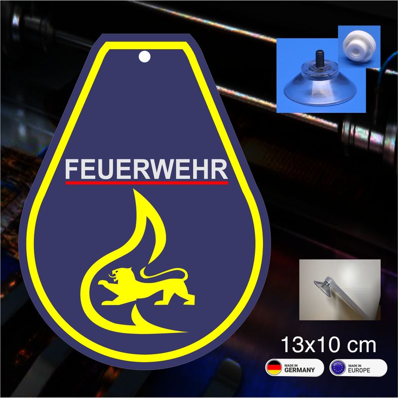 Stauferlöwe Feuerwehr  „Wappen“ mit Saugnapf