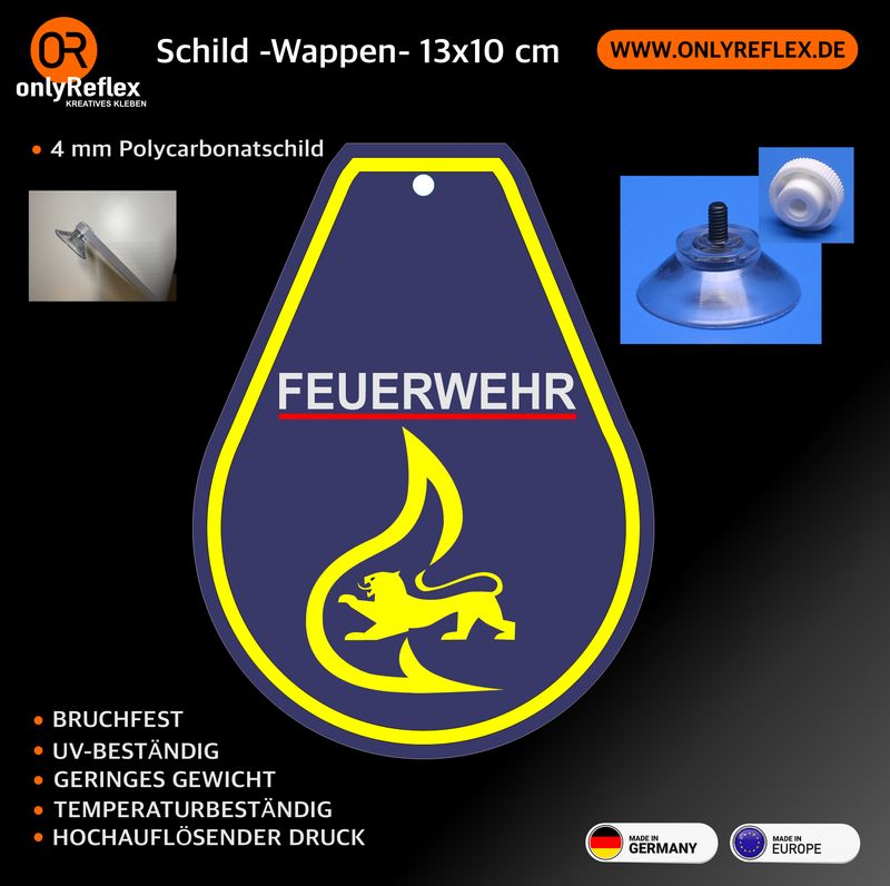 Stauferlöwe Feuerwehr „Wappen“ mit Saugnapf Stauferlöwe Feuerwehr „Wappen“ mit Saugnapf