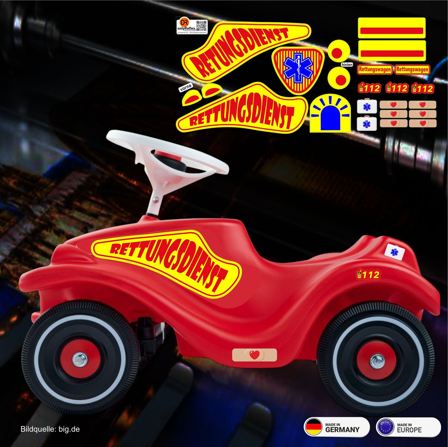 Rettungsdienst  Bobby Car Classic , Aufkleber