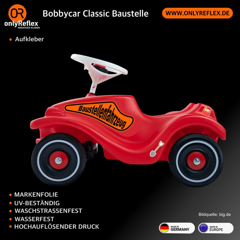 Baustellenfahrzeug  Bobby Car Classic , Aufkleber