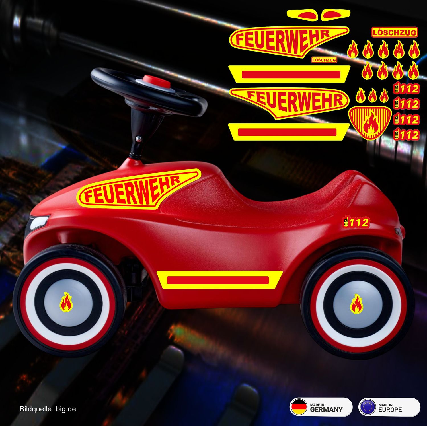 Feuerwehr Bobby Car NEO , Aufkleber