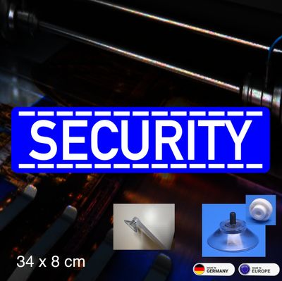 Security - Schild mit Saugnapf, 34x8 cm Security - Schild mit Saugnapf, 34x8 cm