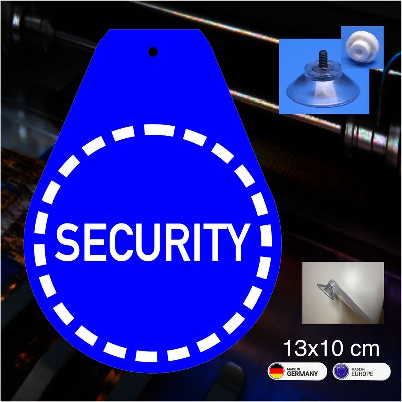 Security Wappen, Schild mit Saugnapf Security Wappen, Schild mit Saugnapf