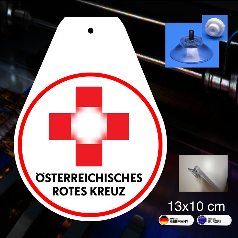Österreichisches Rotes Kreuz Wappen, Schild mit Saugnapf Österreichisches Rotes Kreuz Wappen, Schild mit Saugnapf
