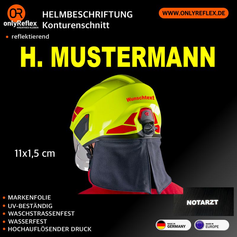 Helmbeschriftung Helmbeschriftung "Wunschtext" Konturenschnitt, 11 cm