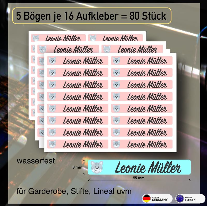 Namenssticker Name Personalisiert Kindergarten Garderobe Schule Lineal- 80 Stück Aufkleber Namenssticker Name Personalisiert Kindergarten Garderobe Schule Lineal- 80 Stück Aufkleber