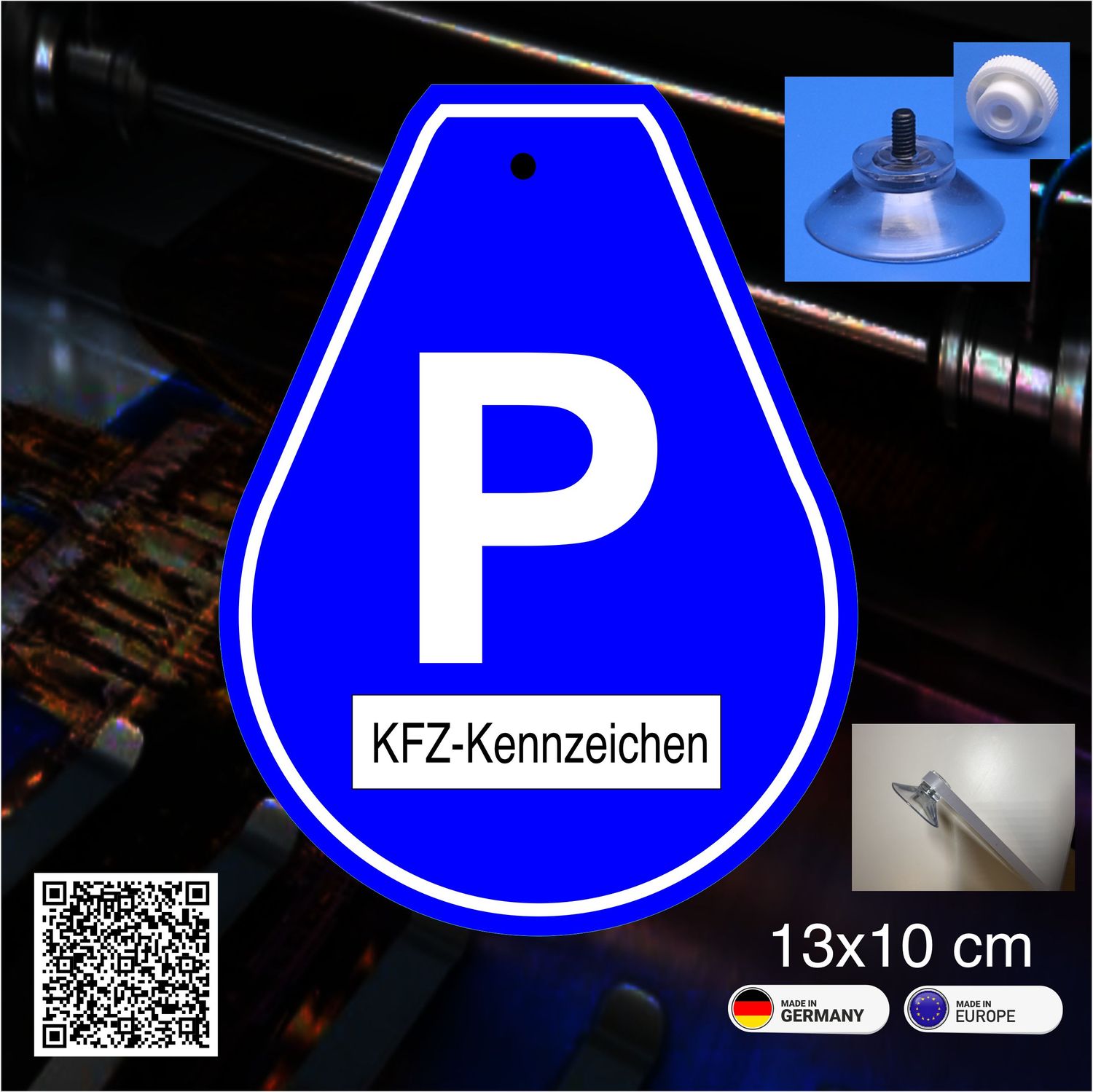 Parkplatz Wappen, Schild mit Saugnapf Parkplatz Wappen, Schild mit Saugnapf