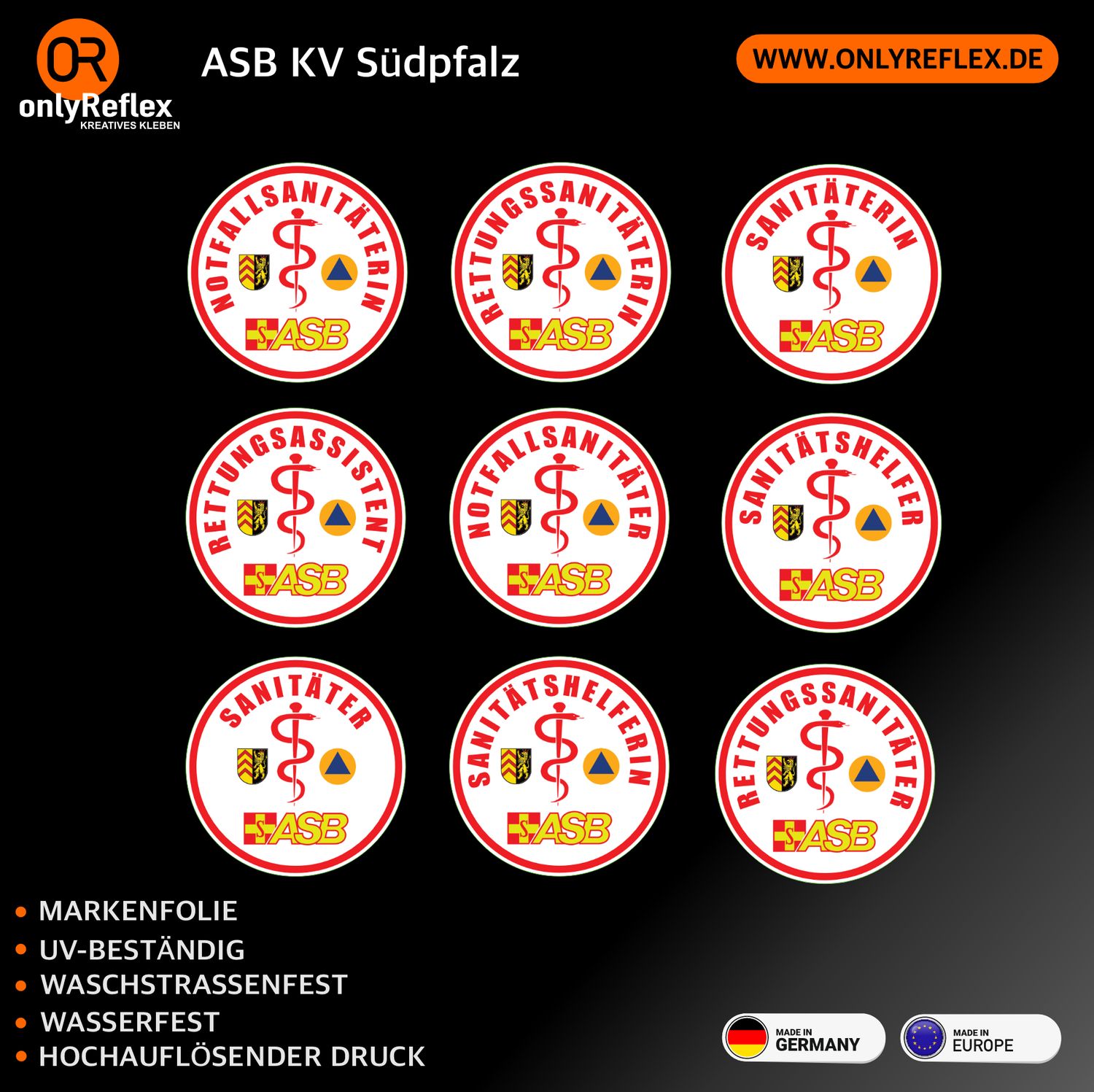 ASB Kreisverband Südpfalz - Helmaufkleber ASB Kreisverband Südpfalz - Helmaufkleber