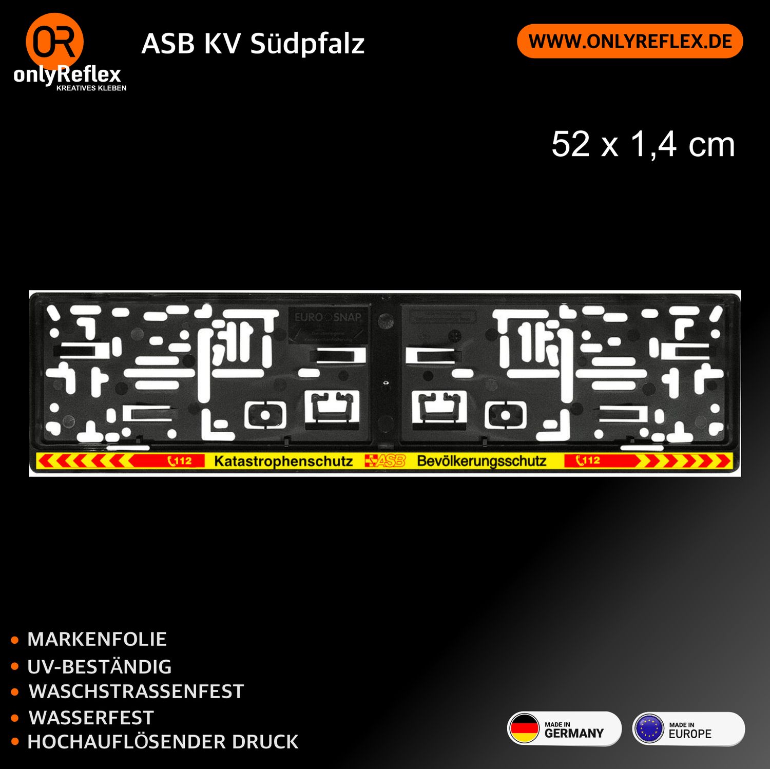 ASB KV Südpfalz - Nummernschildaufkleber ASB KV Südpfalz - Nummernschildaufkleber