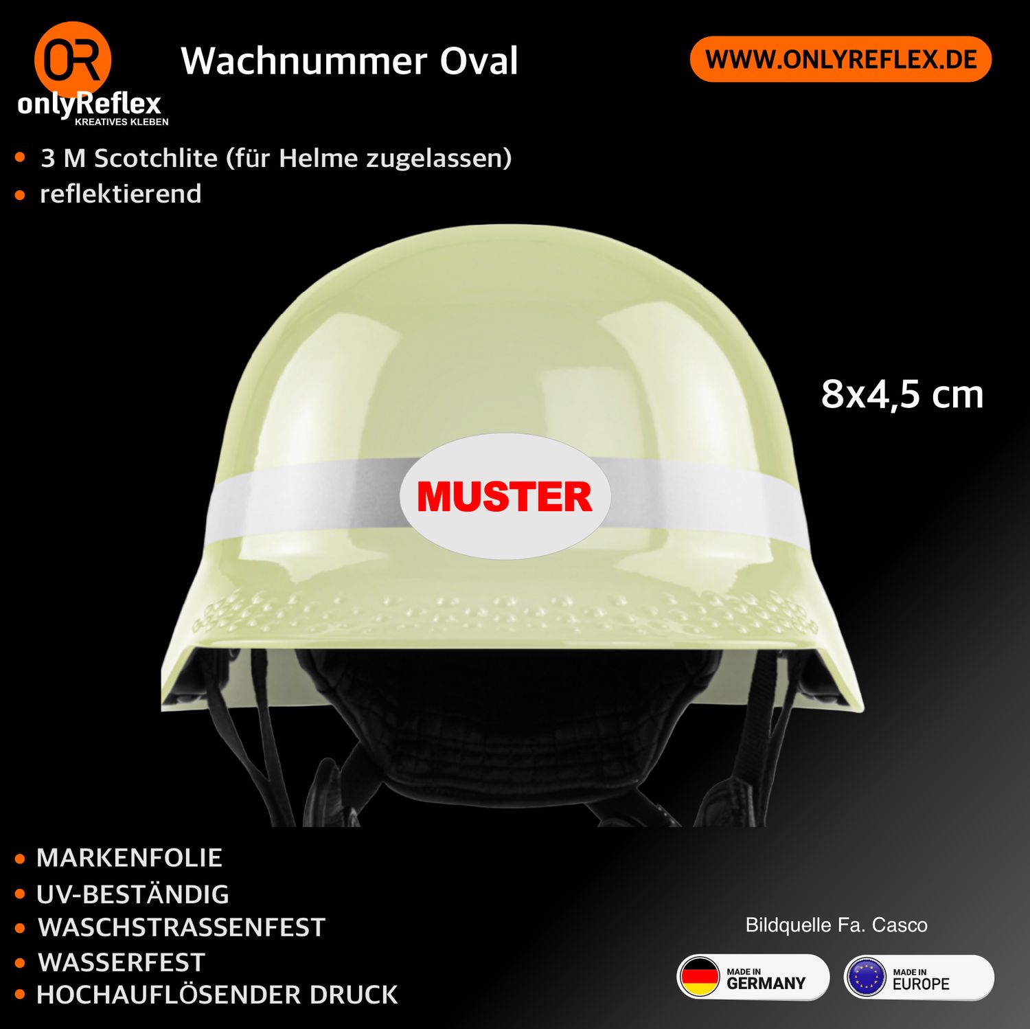 Casco PF 112 Extreme (Oval Wachnummer)- Helmbeschriftung Casco PF 112 Extreme (Oval Wachnummer)- Helmbeschriftung