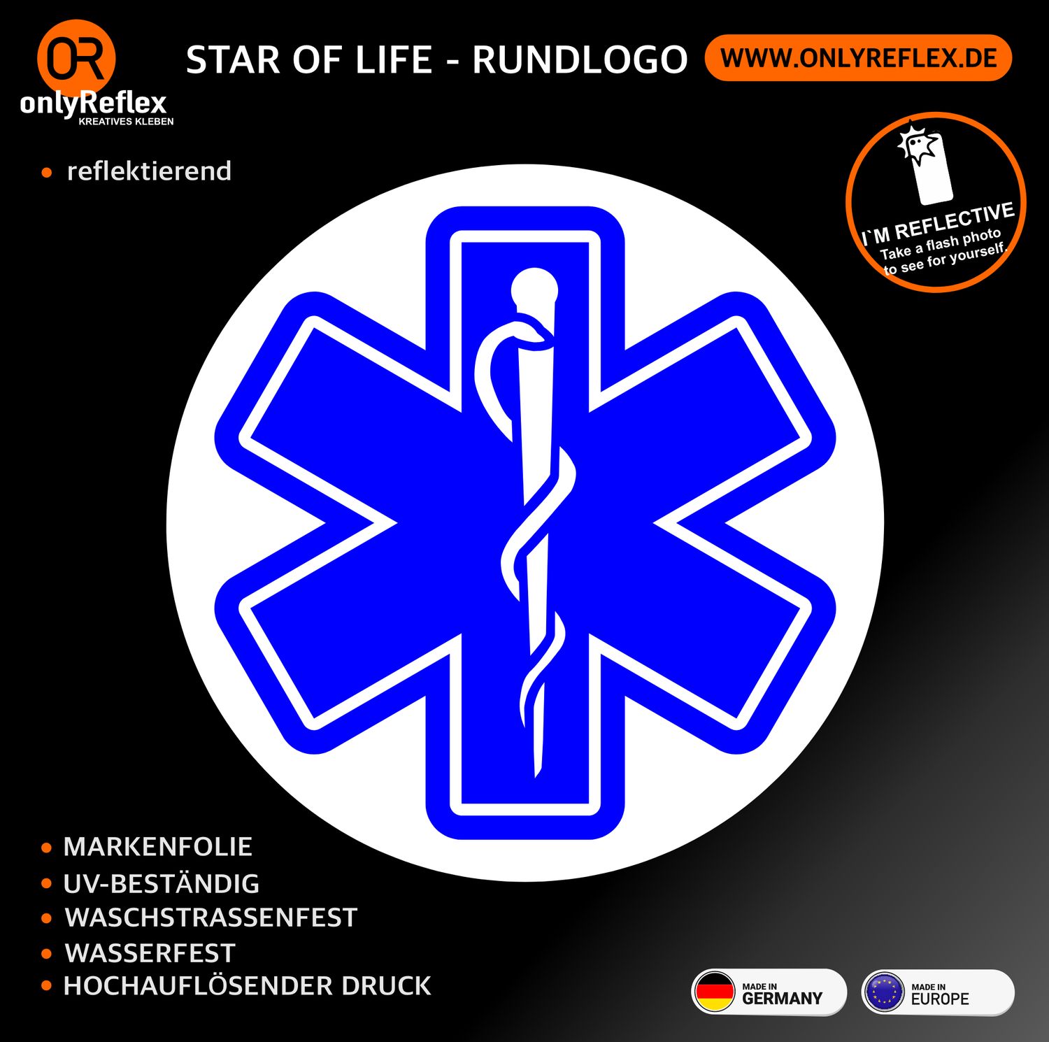 Star of Life Rundlogo - Aufkleber Star of Life Rundlogo - Aufkleber