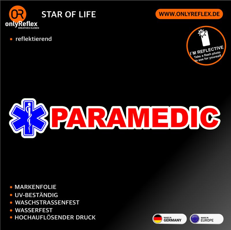 Star of Life Paramedic Langlogo, Aufkleber Star of Life Paramedic Langlogo, Aufkleber