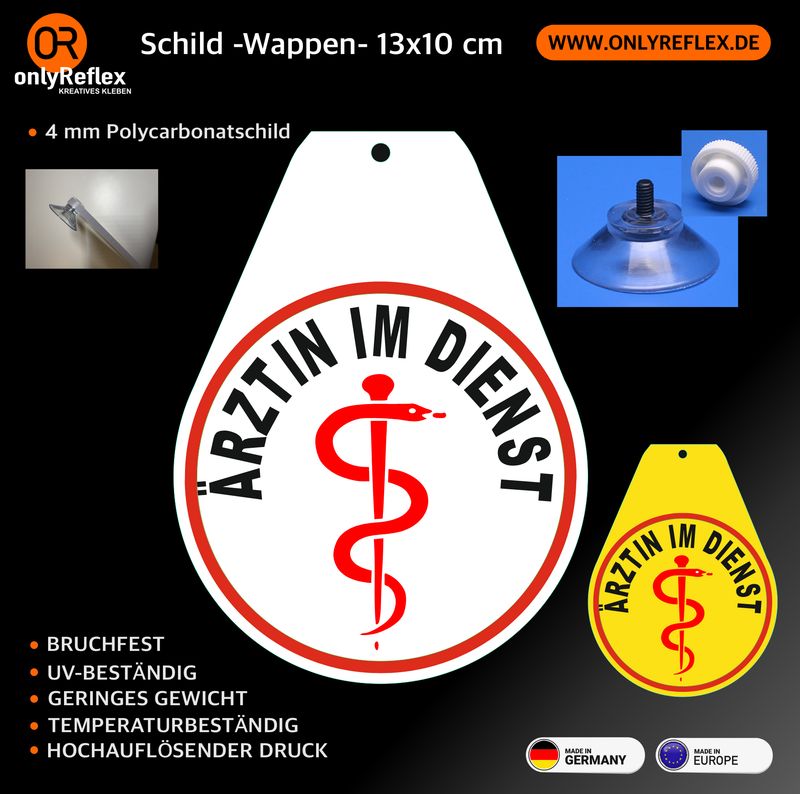 ÄRZTIN im Dienst, Schild mit Saugnapf ÄRZTIN im Dienst, Schild mit Saugnapf