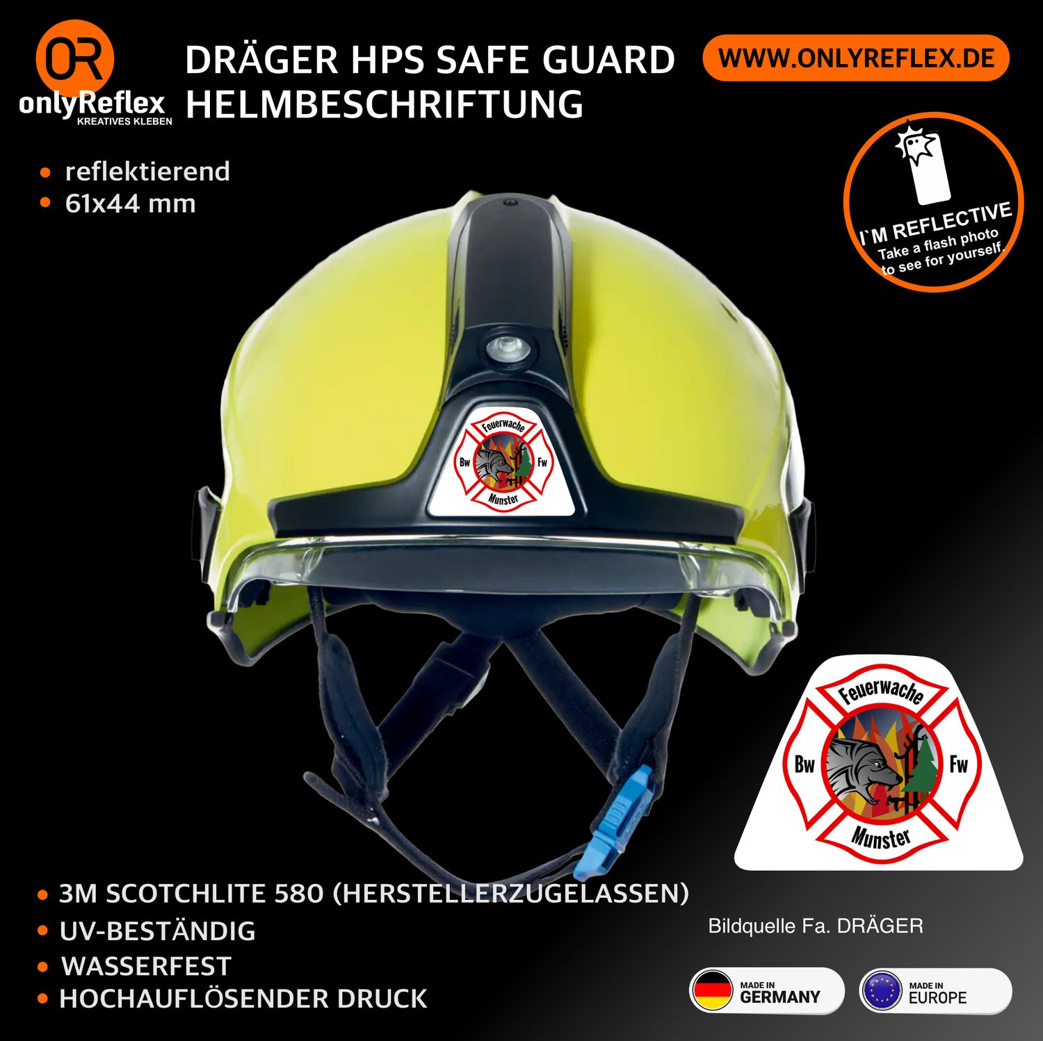 Feuerwehr Munster - Dräger HPS Safe Guard - Helmbeschriftung Feuerwehr Munster - Dräger HPS Safe Guard - Helmbeschriftung