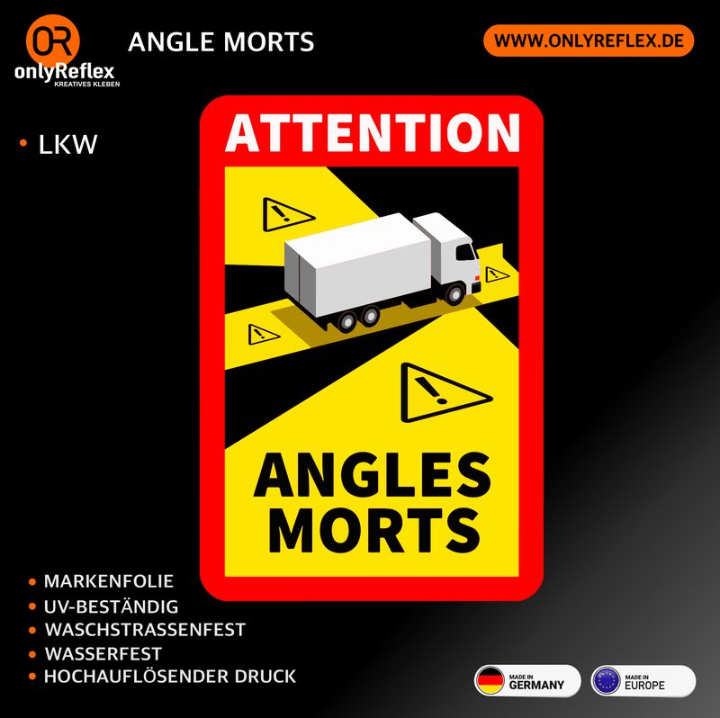 Angles Morts - LKW 3er-Set Aufkleber 25 x 17 cm Angles Morts - LKW 3er-Set Aufkleber 25 x 17 cm