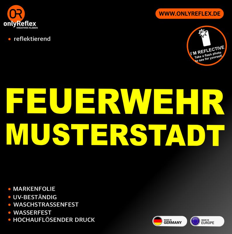 Feuerwehr Feuerwehr "N" Schriftzug mit Wunschname. Folienschnitt Aufkleber