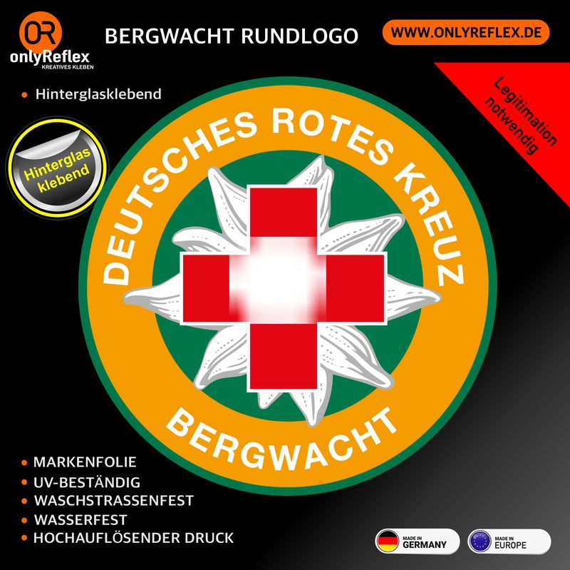Bergwacht - Rundlogo Aufkleber - Hinterglasklebend