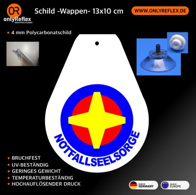 Notfallseelsorge Style 2 Wappen, Schild mit Saugnapf Notfallseelsorge Style 2 Wappen, Schild mit Saugnapf