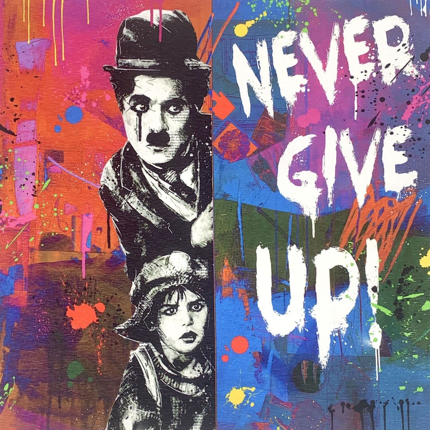Pannello Chaplin Never Give Up