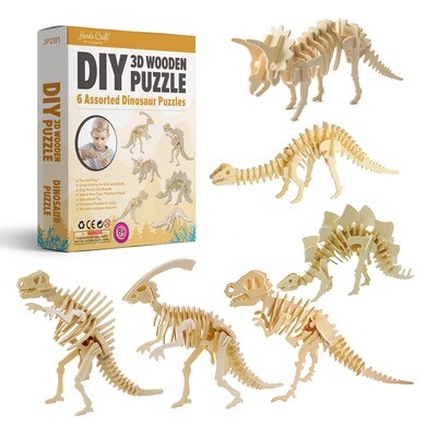 3D Puzzle - 6pk - Dinosaurs