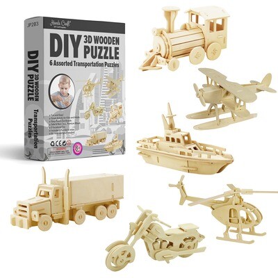 3D Puzzle - 6pk - Transportation