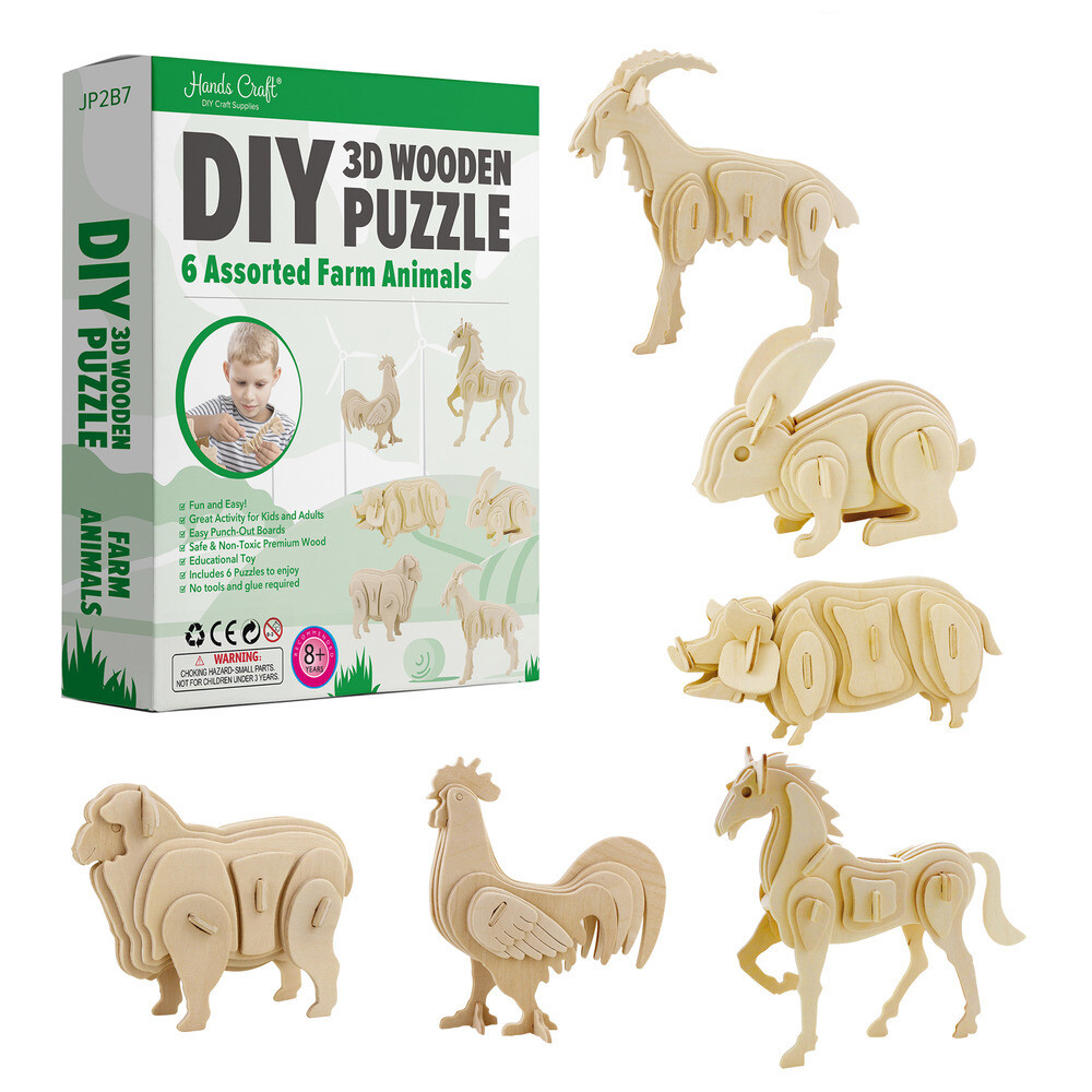 3D Puzzle - 6pk - Farm Animals