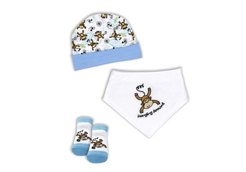 Bib Hat Sock Set - Monkey