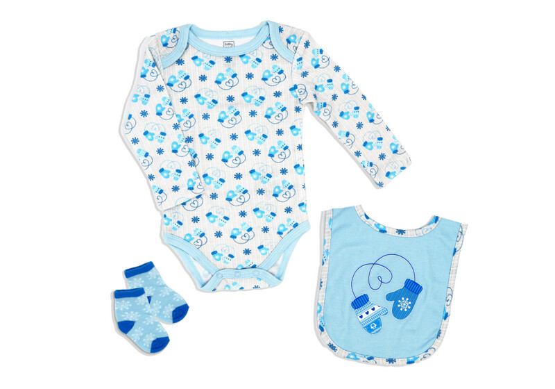 Bib Suit Sock Set - Blue Mitten