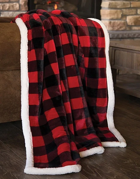 Red Lumberjack Plaid Plush Throw