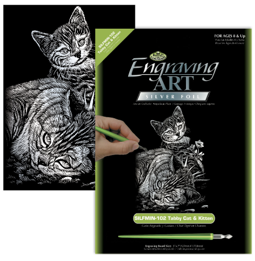 Mini Engraving - Tabby Cat &amp; Kitten